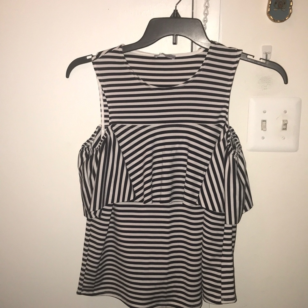 Brand new black/white cold shoulder top